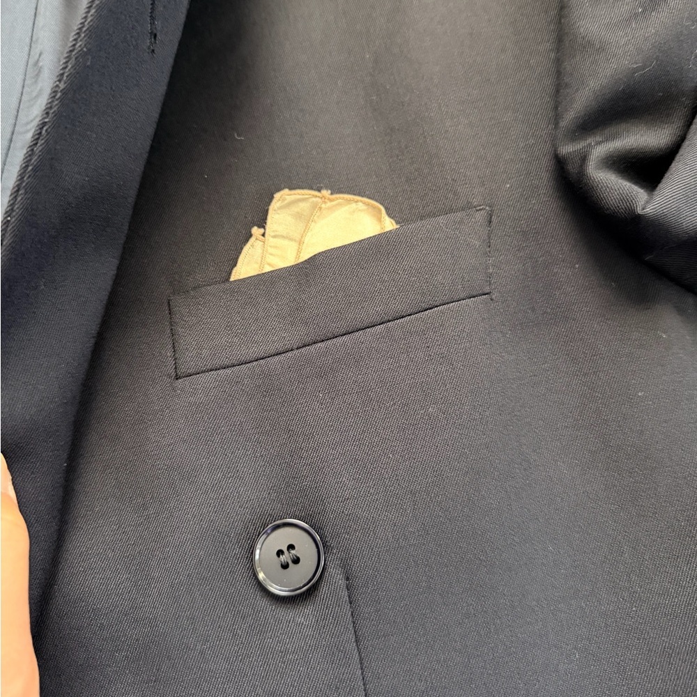 Elegant Vintage Black Double-Breasted Men's 100% Wool Made in Italy Blazer - Picture 6 of 9